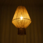 GloboStar® CAYMAN 01853 Boho Κρεμαστό Φωτιστικό Πλέγμα Μονόφωτο 1 x E27 IP20 Μπεζ Σχοινί - Μ40 x Π40 x Υ60cm - Image 2
