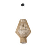 GloboStar® CAYMAN 01853 Boho Κρεμαστό Φωτιστικό Πλέγμα Μονόφωτο 1 x E27 IP20 Μπεζ Σχοινί - Μ40 x Π40 x Υ60cm - Image 3
