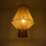 GloboStar® CAYMAN 01854 Boho Κρεμαστό Φωτιστικό Πλέγμα Μονόφωτο 1 x E27 IP20 Μπεζ Σχοινί - Μ60 x Π60 x Υ86cm - Image 2