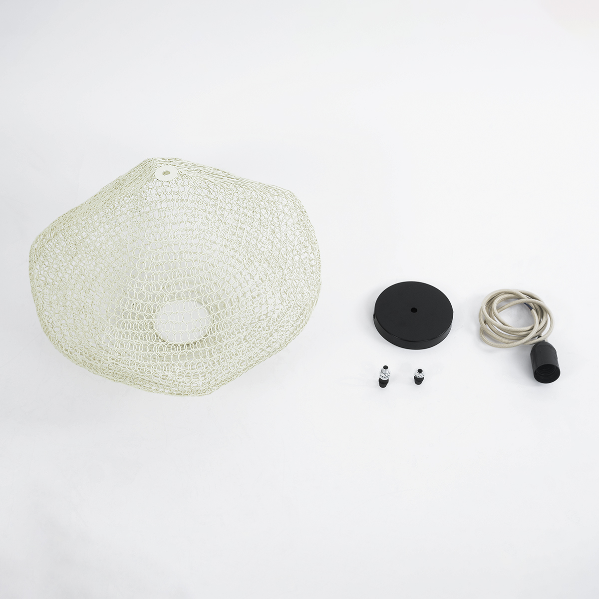 GloboStar® KENTUCKY 01862 Vintage Κρεμαστό Φωτιστικό Πλέγμα Μονόφωτο 1 x E27 IP20 Μπεζ Μέταλλο - Μ40 x Π40 x Υ30cm - Image 10