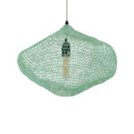 GloboStar® KENTUCKY 01864 Vintage Κρεμαστό Φωτιστικό Πλέγμα Μονόφωτο 1 x E27 IP20 Τιρκουάζ Μέταλλο - Μ40 x Π40 x Υ30cm - Image 5
