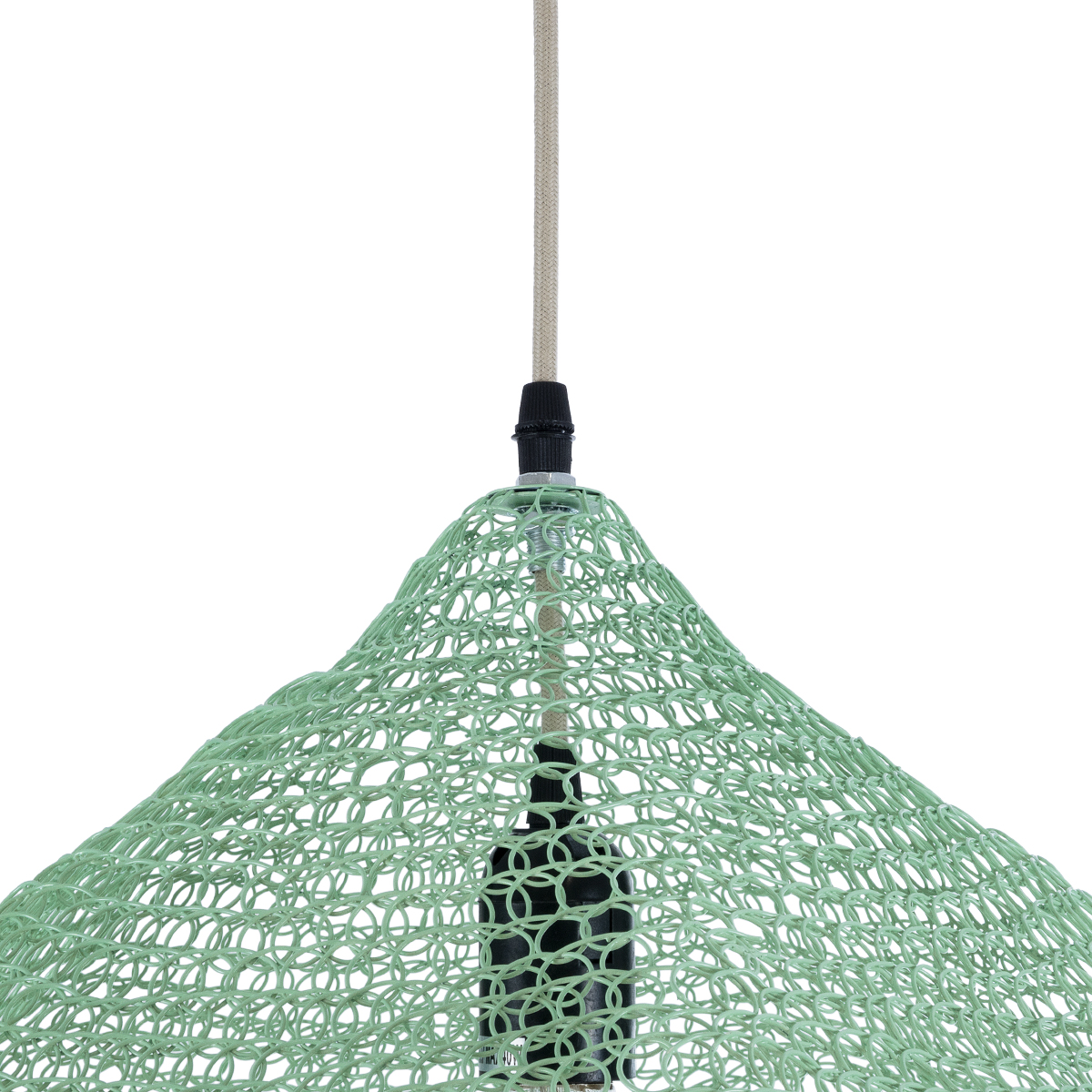 GloboStar® KENTUCKY 01864 Vintage Κρεμαστό Φωτιστικό Πλέγμα Μονόφωτο 1 x E27 IP20 Τιρκουάζ Μέταλλο - Μ40 x Π40 x Υ30cm - Image 7