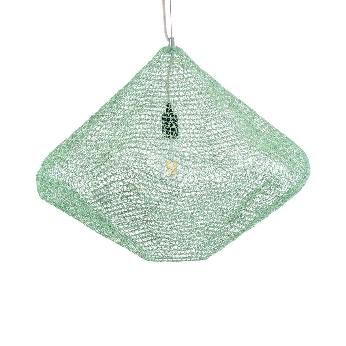 GloboStar® KENTUCKY 01866 Vintage Κρεμαστό Φωτιστικό Πλέγμα Μονόφωτο 1 x E27 IP20 Τιρκουάζ Μέταλλο - Μ60 x Π60 x Υ50cm - Image 4