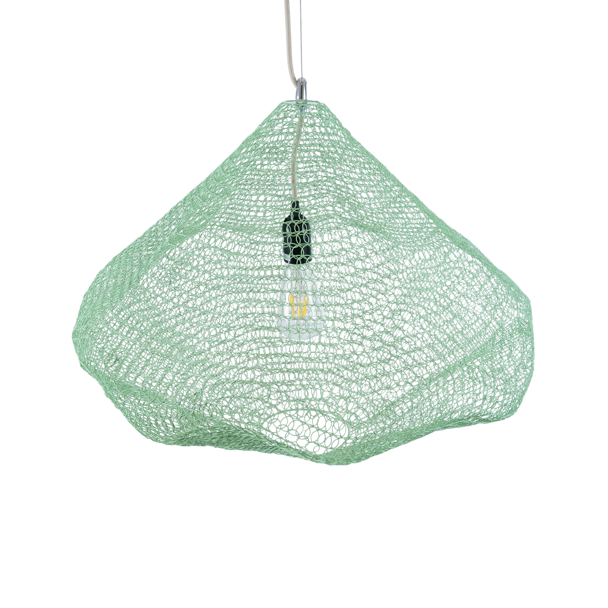 GloboStar® KENTUCKY 01866 Vintage Κρεμαστό Φωτιστικό Πλέγμα Μονόφωτο 1 x E27 IP20 Τιρκουάζ Μέταλλο - Μ60 x Π60 x Υ50cm - Image 6