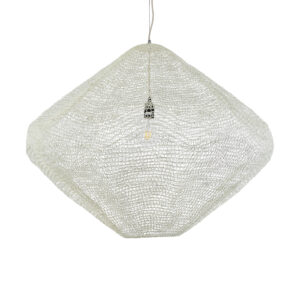 GloboStar® KENTUCKY 01868 Vintage Κρεμαστό Φωτιστικό Πλέγμα Μονόφωτο 1 x E27 IP20 Μπεζ Μέταλλο - Μ90 x Π90 x Υ70cm