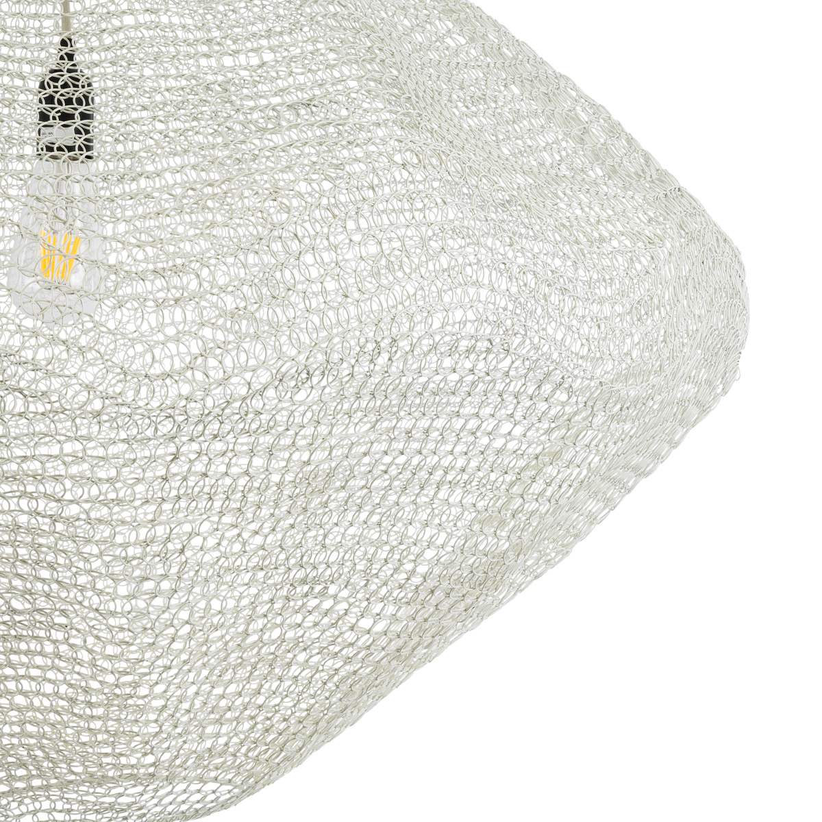 GloboStar® KENTUCKY 01868 Vintage Κρεμαστό Φωτιστικό Πλέγμα Μονόφωτο 1 x E27 IP20 Μπεζ Μέταλλο - Μ90 x Π90 x Υ70cm - Image 8