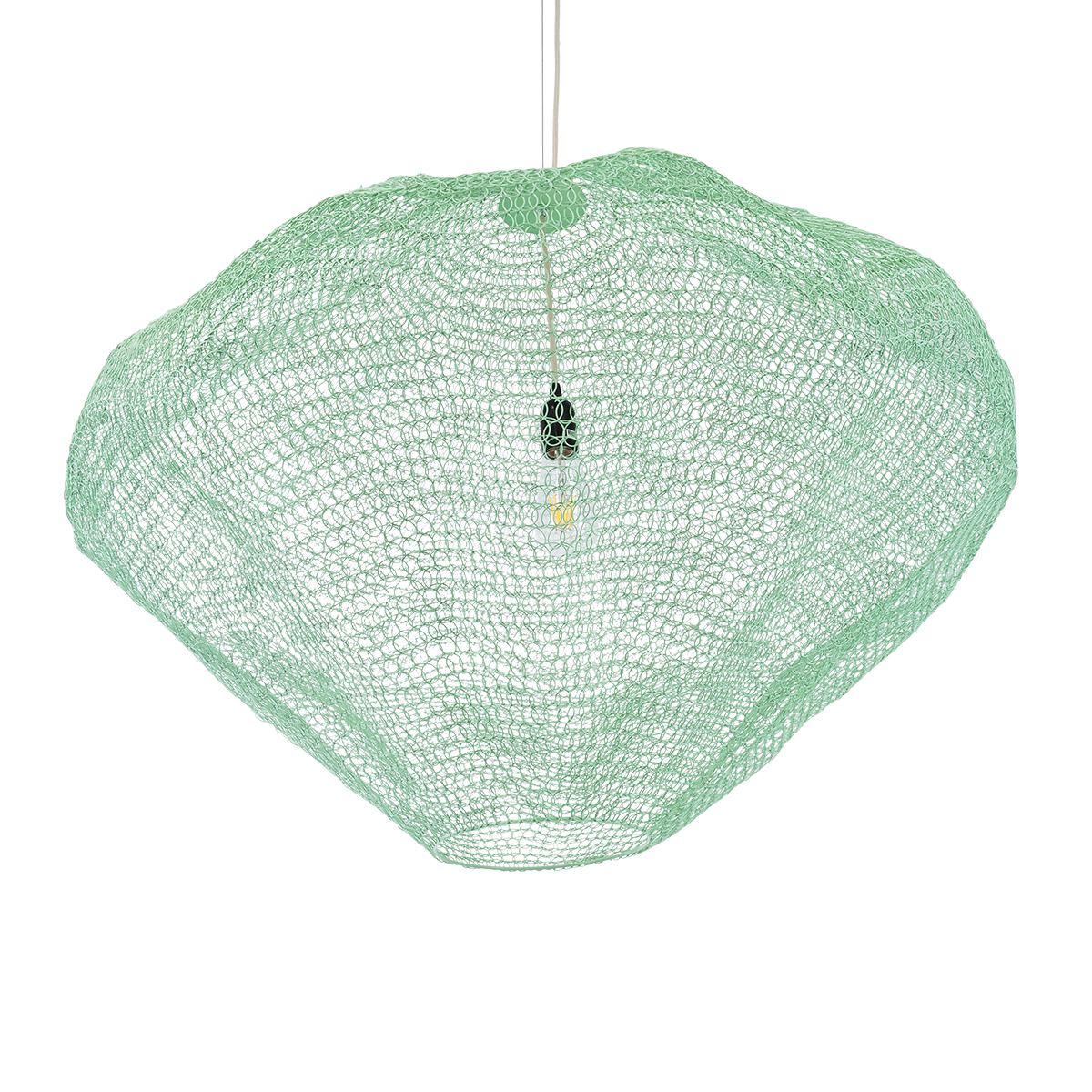 GloboStar® KENTUCKY 01870 Vintage Κρεμαστό Φωτιστικό Πλέγμα Μονόφωτο 1 x E27 IP20 Τιρκουάζ Μέταλλο - Μ90 x Π90 x Υ70cm - Image 5