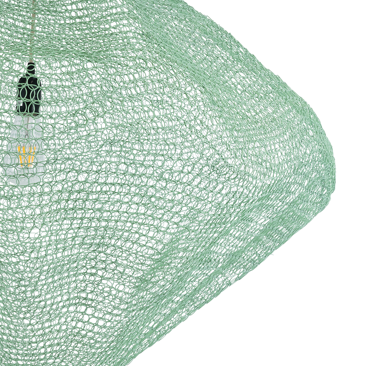 GloboStar® KENTUCKY 01870 Vintage Κρεμαστό Φωτιστικό Πλέγμα Μονόφωτο 1 x E27 IP20 Τιρκουάζ Μέταλλο - Μ90 x Π90 x Υ70cm - Image 8