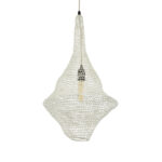 GloboStar® KENTUCKY 01871 Vintage Κρεμαστό Φωτιστικό Πλέγμα Μονόφωτο 1 x E27 IP20 Μπεζ Μέταλλο - Μ35 x Π35 x Υ60cm