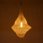 GloboStar® KENTUCKY 01871 Vintage Κρεμαστό Φωτιστικό Πλέγμα Μονόφωτο 1 x E27 IP20 Μπεζ Μέταλλο - Μ35 x Π35 x Υ60cm - Image 2