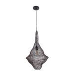 GloboStar® KENTUCKY 01872 Vintage Κρεμαστό Φωτιστικό Πλέγμα Μονόφωτο 1 x E27 IP20 Καφέ Μέταλλο - Μ35 x Π35 x Υ60cm - Image 3
