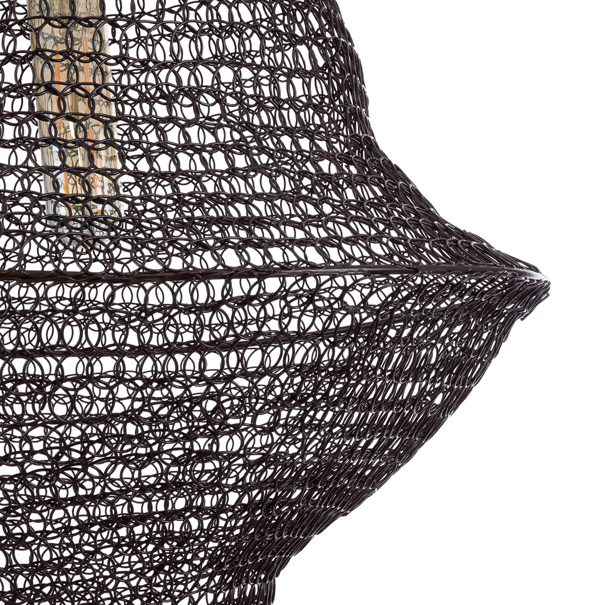 GloboStar® KENTUCKY 01872 Vintage Κρεμαστό Φωτιστικό Πλέγμα Μονόφωτο 1 x E27 IP20 Καφέ Μέταλλο - Μ35 x Π35 x Υ60cm - Image 8