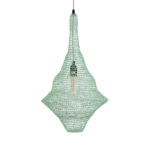 GloboStar® KENTUCKY 01873 Vintage Κρεμαστό Φωτιστικό Πλέγμα Μονόφωτο 1 x E27 IP20 Τιρκουάζ Μέταλλο - Μ35 x Π35 x Υ60cm - Image 4