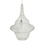 GloboStar® KENTUCKY 01874 Vintage Κρεμαστό Φωτιστικό Πλέγμα Μονόφωτο 1 x E27 IP20 Μπεζ Μέταλλο - Μ50 x Π50 x Υ90cm - Image 5