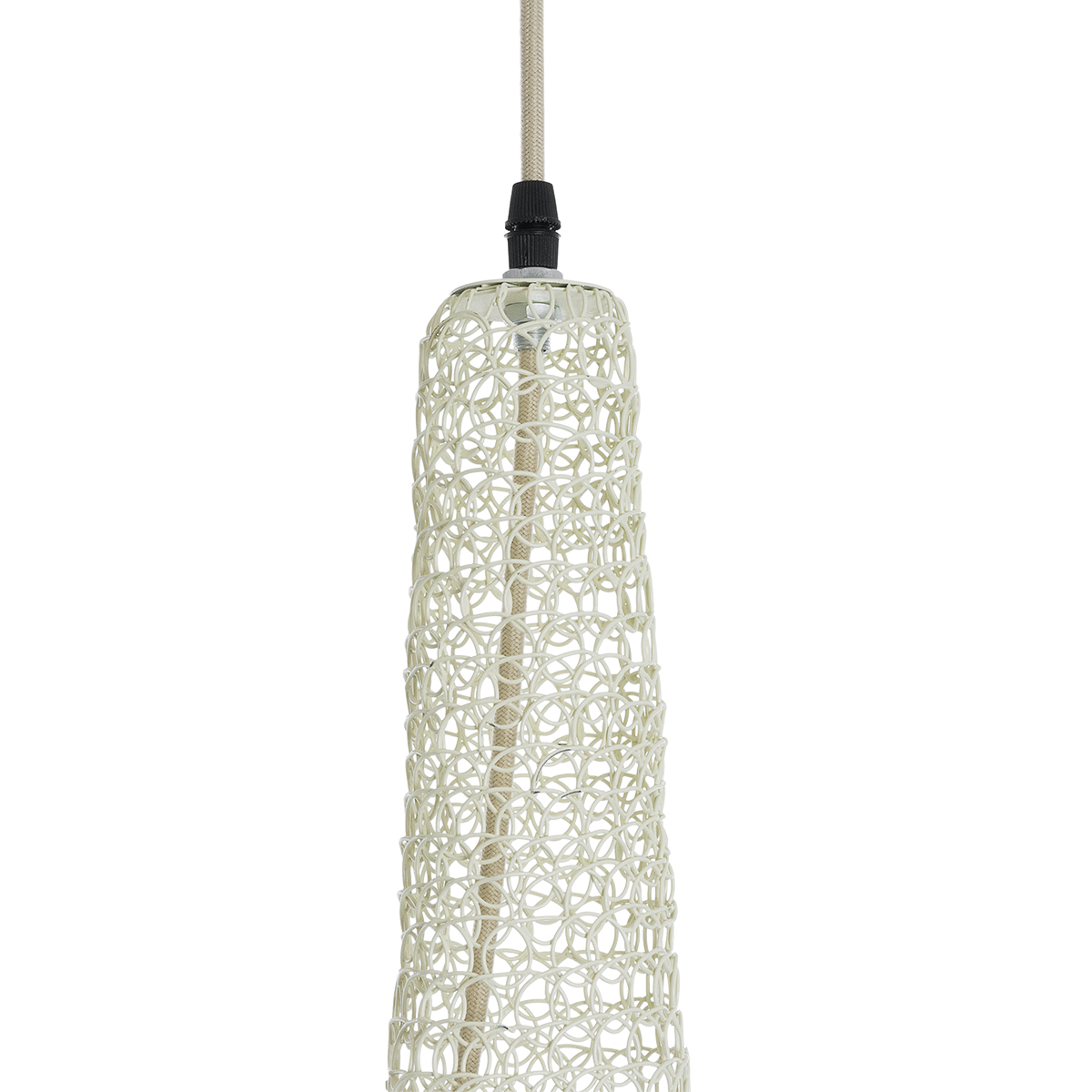 GloboStar® KENTUCKY 01874 Vintage Κρεμαστό Φωτιστικό Πλέγμα Μονόφωτο 1 x E27 IP20 Μπεζ Μέταλλο - Μ50 x Π50 x Υ90cm - Image 7