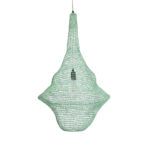 GloboStar® KENTUCKY 01876 Vintage Κρεμαστό Φωτιστικό Πλέγμα Μονόφωτο 1 x E27 IP20 Τιρκουάζ Μέταλλο - Μ50 x Π50 x Υ90cm