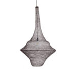 GloboStar® KENTUCKY 01878 Vintage Κρεμαστό Φωτιστικό Πλέγμα Μονόφωτο 1 x E27 IP20 Καφέ Μέταλλο - Μ80 x Π80 x Υ140cm