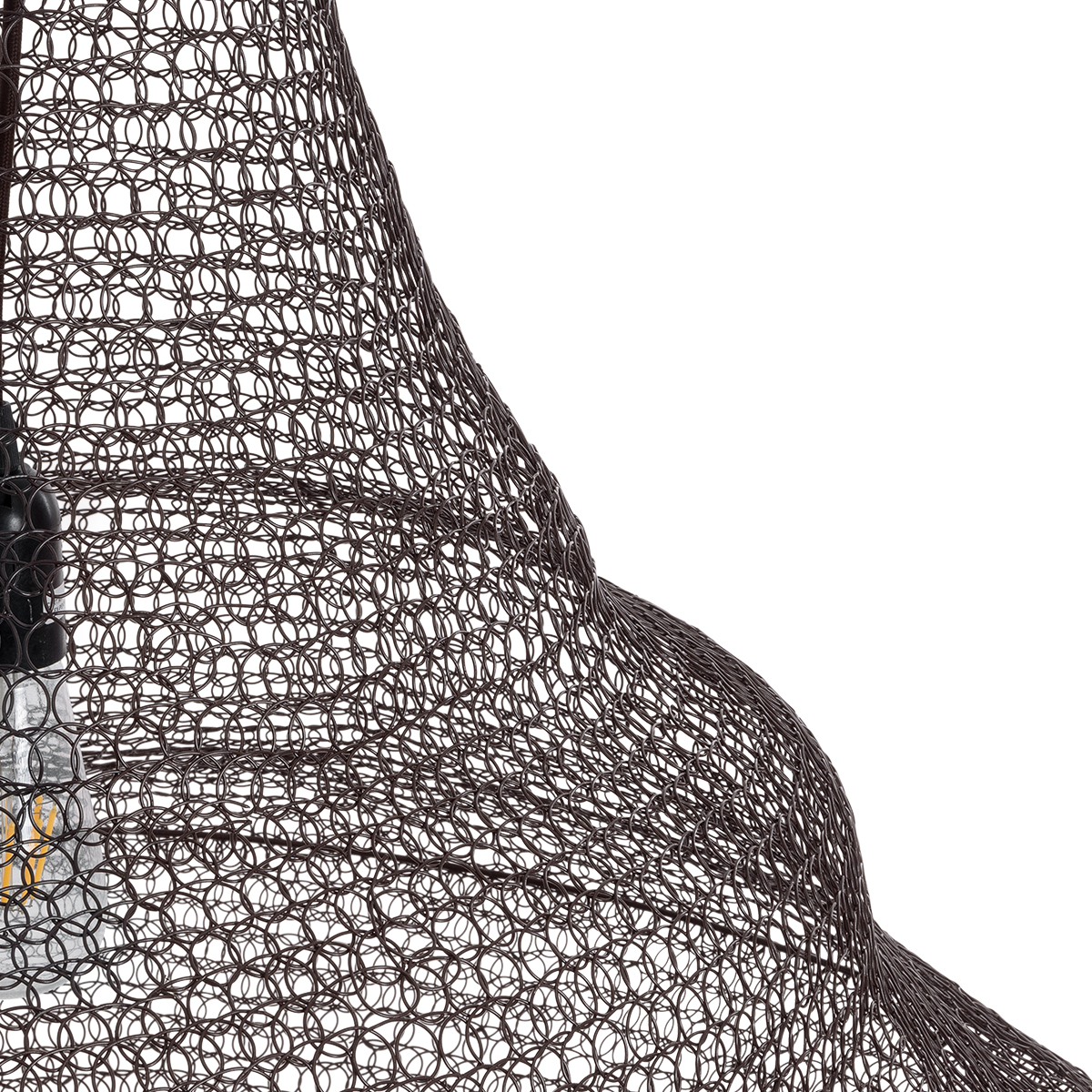 GloboStar® KENTUCKY 01878 Vintage Κρεμαστό Φωτιστικό Πλέγμα Μονόφωτο 1 x E27 IP20 Καφέ Μέταλλο - Μ80 x Π80 x Υ140cm - Image 8