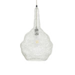 GloboStar® KENTUCKY 01880 Vintage Κρεμαστό Φωτιστικό Πλέγμα Μονόφωτο 1 x E27 IP20 Μπεζ Μέταλλο - Μ30 x Π30 x Υ50cm