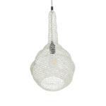 GloboStar® KENTUCKY 01880 Vintage Κρεμαστό Φωτιστικό Πλέγμα Μονόφωτο 1 x E27 IP20 Μπεζ Μέταλλο - Μ30 x Π30 x Υ50cm - Image 6