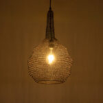 GloboStar® KENTUCKY 01881 Vintage Κρεμαστό Φωτιστικό Πλέγμα Μονόφωτο 1 x E27 IP20 Καφέ Μέταλλο - Μ30 x Π30 x Υ50cm - Image 2