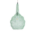 GloboStar® KENTUCKY 01882 Vintage Κρεμαστό Φωτιστικό Πλέγμα Μονόφωτο 1 x E27 IP20 Τιρκουάζ Μέταλλο - Μ30 x Π30 x Υ50cm