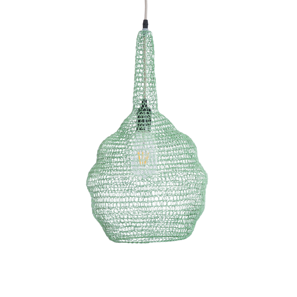 GloboStar® KENTUCKY 01882 Vintage Κρεμαστό Φωτιστικό Πλέγμα Μονόφωτο 1 x E27 IP20 Τιρκουάζ Μέταλλο - Μ30 x Π30 x Υ50cm - Image 4