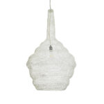 GloboStar® KENTUCKY 01883 Vintage Κρεμαστό Φωτιστικό Πλέγμα Μονόφωτο 1 x E27 IP20 Μπεζ Μέταλλο - Μ60 x Π60 x Υ90cm