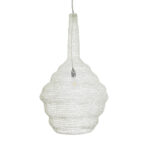 GloboStar® KENTUCKY 01883 Vintage Κρεμαστό Φωτιστικό Πλέγμα Μονόφωτο 1 x E27 IP20 Μπεζ Μέταλλο - Μ60 x Π60 x Υ90cm - Image 4