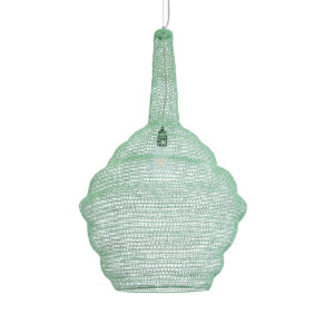 GloboStar® KENTUCKY 01885 Vintage Κρεμαστό Φωτιστικό Πλέγμα Μονόφωτο 1 x E27 IP20 Τιρκουάζ Μέταλλο - Μ60 x Π60 x Υ90cm