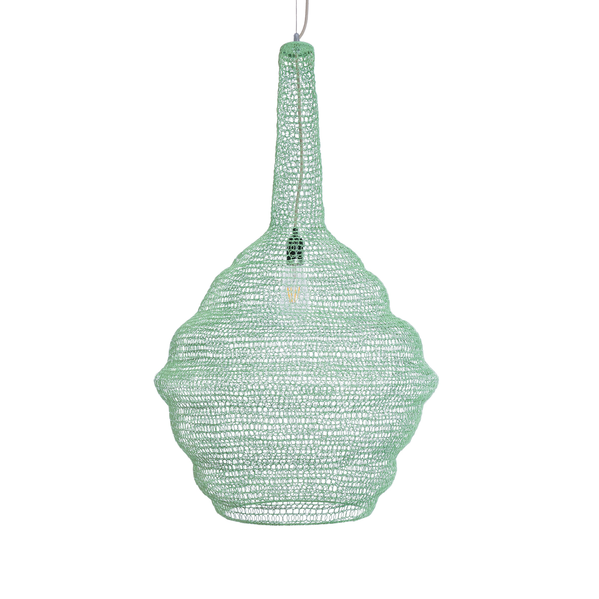 GloboStar® KENTUCKY 01885 Vintage Κρεμαστό Φωτιστικό Πλέγμα Μονόφωτο 1 x E27 IP20 Τιρκουάζ Μέταλλο - Μ60 x Π60 x Υ90cm - Image 4