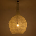GloboStar® KENTUCKY 01886 Vintage Κρεμαστό Φωτιστικό Πλέγμα Μονόφωτο 1 x E27 IP20 Μπεζ Μέταλλο - Μ90 x Π90 x Υ110cm - Image 2