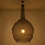 GloboStar® KENTUCKY 01887 Vintage Κρεμαστό Φωτιστικό Πλέγμα Μονόφωτο 1 x E27 IP20 Καφέ Μέταλλο - Μ90 x Π90 x Y110cm - Image 2