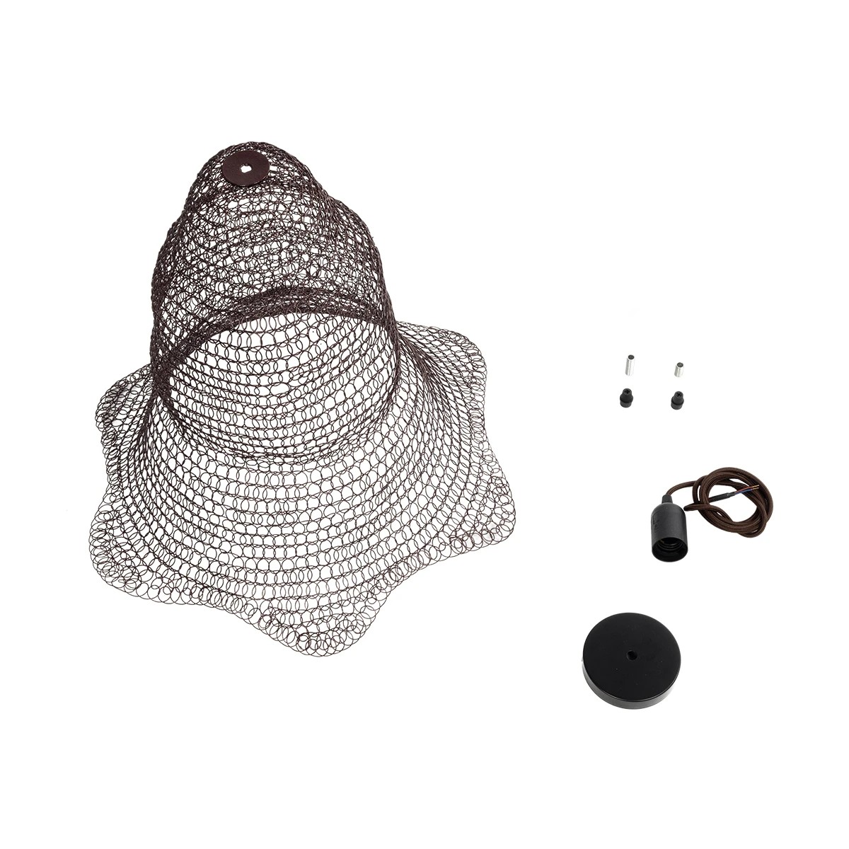 GloboStar® KENTUCKY 01890 Vintage Κρεμαστό Φωτιστικό Πλέγμα Μονόφωτο 1 x E27 IP20 Καφέ Μέταλλο - Μ50 x Π50 x Υ48cm - Image 10