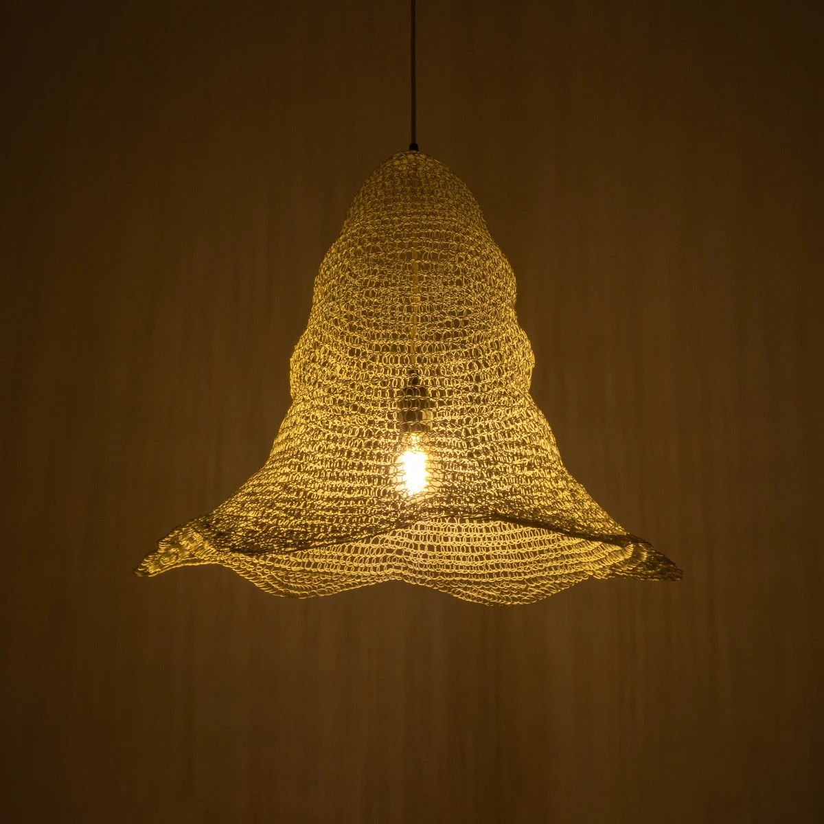 GloboStar® KENTUCKY 01892 Vintage Κρεμαστό Φωτιστικό Πλέγμα Μονόφωτο 1 x E27 IP20 Λευκό Μέταλλο - Μ60 x Π60 x Υ52cm - Image 2