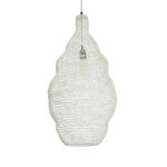 GloboStar® KENTUCKY 01895 Vintage Κρεμαστό Φωτιστικό Πλέγμα Μονόφωτο 1 x E27 IP20 Μπεζ Μέταλλο - Μ40 x Π40 x Υ70cm