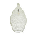 GloboStar® KENTUCKY 01895 Vintage Κρεμαστό Φωτιστικό Πλέγμα Μονόφωτο 1 x E27 IP20 Μπεζ Μέταλλο - Μ40 x Π40 x Υ70cm - Image 5