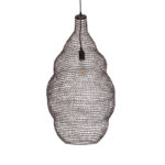 GloboStar® KENTUCKY 01896 Vintage Κρεμαστό Φωτιστικό Πλέγμα Μονόφωτο 1 x E27 IP20 Καφέ Μέταλλο - Μ40 x Π40 x Υ70cm