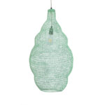 GloboStar® KENTUCKY 01897 Vintage Κρεμαστό Φωτιστικό Πλέγμα Μονόφωτο 1 x E27 IP20 Τιρκουάζ Μέταλλο - Μ40 x Π40 x Υ70cm