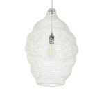 GloboStar® KENTUCKY 01898 Vintage Κρεμαστό Φωτιστικό Πλέγμα Μονόφωτο 1 x E27 IP20 Μπεζ Μέταλλο - Μ40 x Π40 x Y60cm