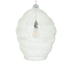 GloboStar® KENTUCKY 01898 Vintage Κρεμαστό Φωτιστικό Πλέγμα Μονόφωτο 1 x E27 IP20 Μπεζ Μέταλλο - Μ40 x Π40 x Y60cm - Image 5