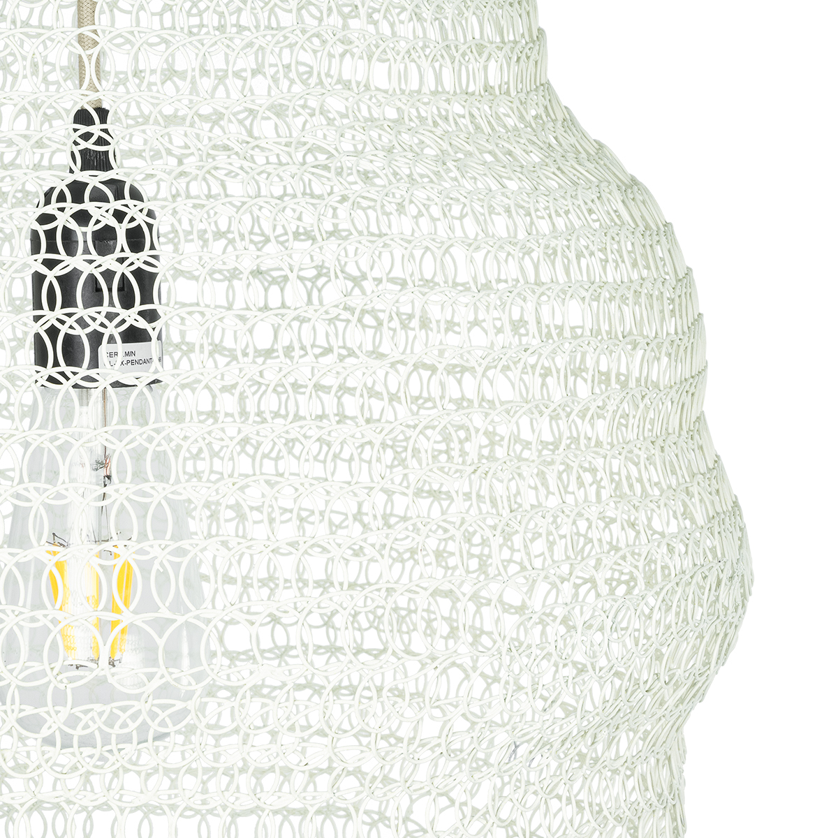 GloboStar® KENTUCKY 01898 Vintage Κρεμαστό Φωτιστικό Πλέγμα Μονόφωτο 1 x E27 IP20 Μπεζ Μέταλλο - Μ40 x Π40 x Y60cm - Image 7