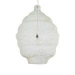 GloboStar® KENTUCKY 01901 Vintage Κρεμαστό Φωτιστικό Πλέγμα Μονόφωτο 1 x E27 IP20 Μπεζ Μέταλλο - Μ80 x Π80 x Y110cm