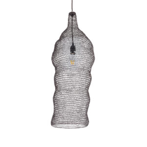 GloboStar® KENTUCKY 01905 Vintage Κρεμαστό Φωτιστικό Πλέγμα Μονόφωτο 1 x E27 IP20 Καφέ Μέταλλο - Μ30 x Π30 x Y80cm