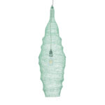GloboStar® KENTUCKY 01909 Vintage Κρεμαστό Φωτιστικό Πλέγμα Μονόφωτο 1 x E27 IP20 Τιρκουάζ Μέταλλο - Μ30 x Π30 x Y105m