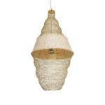 GloboStar® KENTUCKY 01910 Vintage Κρεμαστό Φωτιστικό Πλέγμα Μονόφωτο 1 x E27 IP20 Μπεζ Μέταλλο - Μ40 x Π40 x Υ80cm