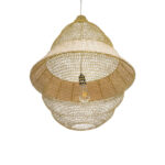 GloboStar® KENTUCKY 01911 Vintage Κρεμαστό Φωτιστικό Πλέγμα Μονόφωτο 1 x E27 IP20 Μπεζ Μέταλλο - Μ60 x Π60 x Υ80cm - Image 5