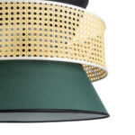 GloboStar® SAIGE 01916 Boho Κρεμαστό Φωτιστικό Πλέγμα Μονόφωτο 1 x E27 IP20 Μπεζ Ξύλο με Μαύρο & Πράσινο Ύφασμα - Μ50 x Π50 x Υ36cm - Image 7