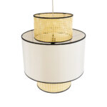 GloboStar® SAIGE 01917 Boho Κρεμαστό Φωτιστικό Πλέγμα Μονόφωτο 1 x E27 IP20 Μπεζ Ξύλο με Μπεζ & Μαύρο Ύφασμα - Μ50 x Π50 x Υ60cm - Image 6