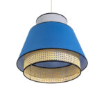 GloboStar® SAIGE 01918 Boho Κρεμαστό Φωτιστικό Πλέγμα Μονόφωτο 1 x E27 IP20 Μπεζ Ξύλο με Μπλε & Γκρι Ύφασμα - Μ50 x Π50 x Υ45cm - Image 5